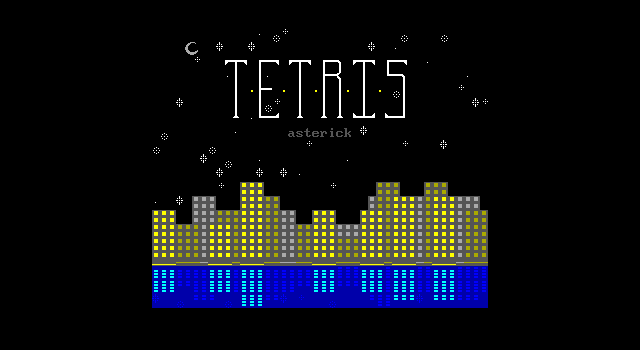 Title screen of 'MZX Tetris'.